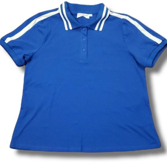 Stitch Fix | Katie Sturino Blue Race Stripe Polo Size L NWOT - Picture 1 of 5